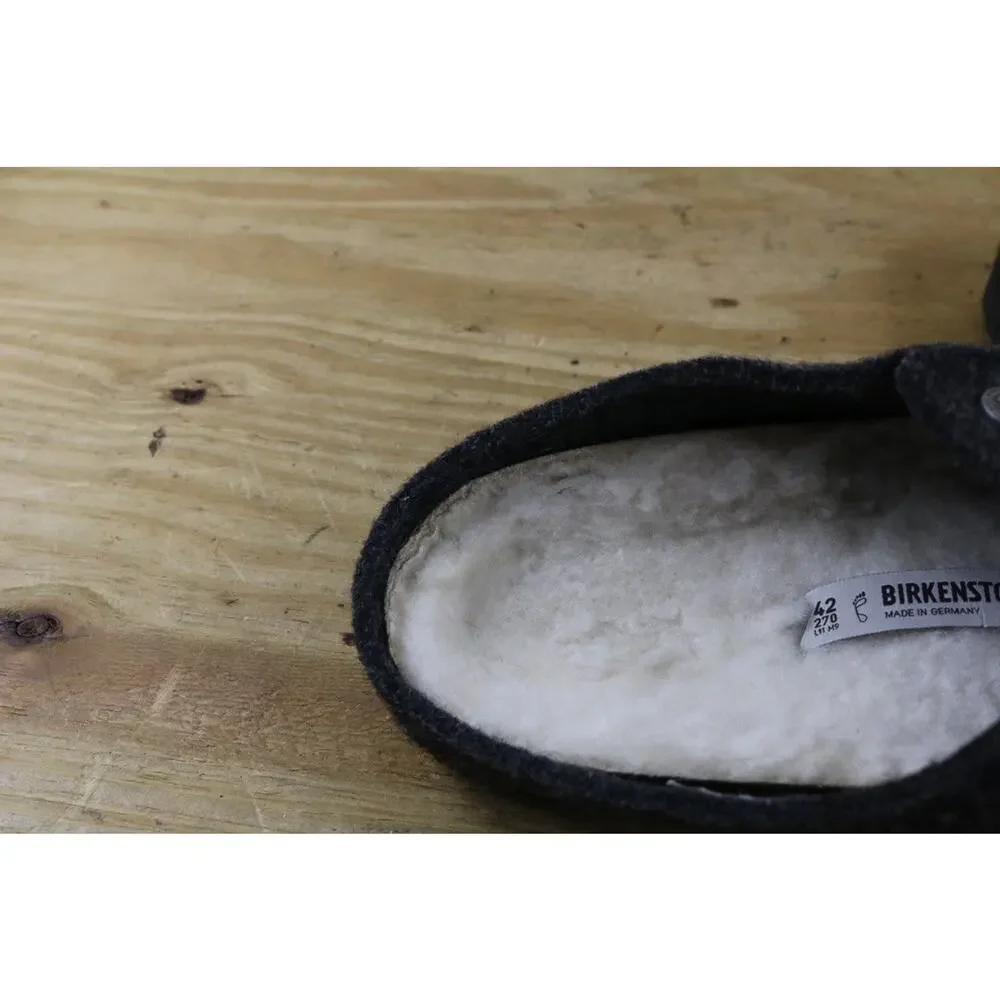 Birkenstock Slippers Mens 9 Gray Italian Wool Zermatt Shearling Shoes